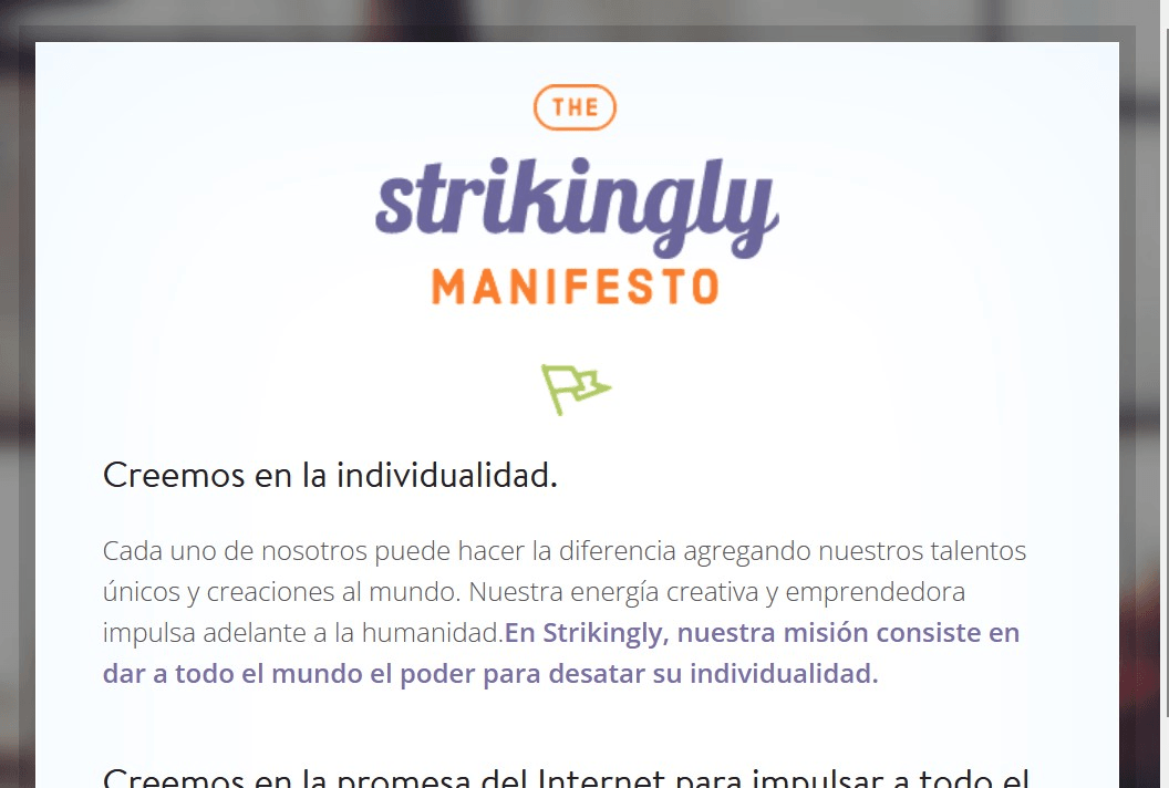 Manifiesto de Strikingly Manifiesto de Strikingly